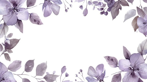 PSD watercolor purple flowers isolated with white background botanical aig56