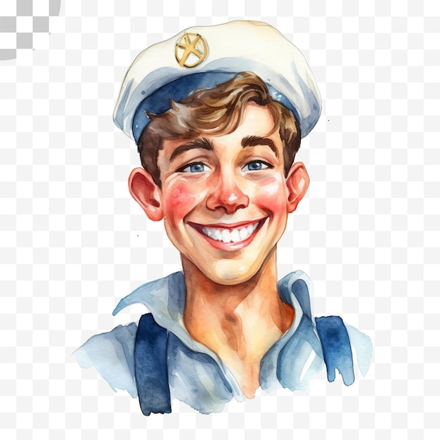 PSD watercolor sailor on transparent background