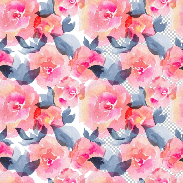 Watercolor samless pattern of rose flowers and leves. Cute decor for invitations and greetings cover and home textiles