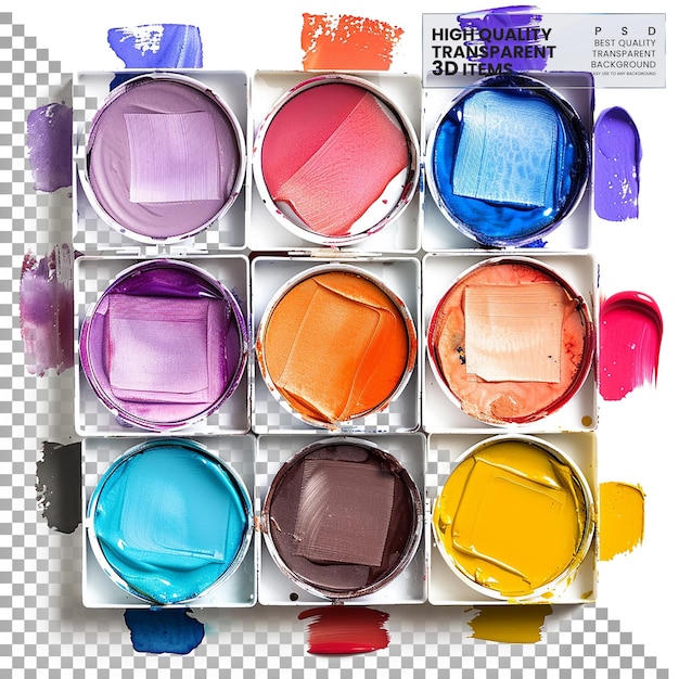 PSD watercolor set a set of professional watercolors on transparent background