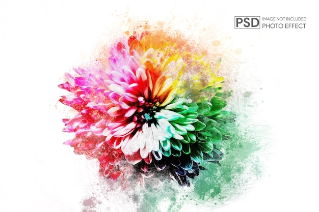 Watercolor splash photo effect template