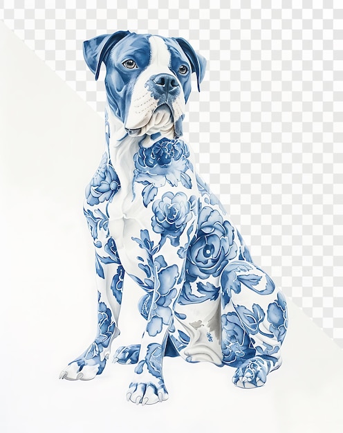 PSD watercolor staffordshire ceramic dog on white background