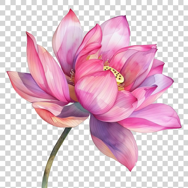 Watercolor style lotus flower isolated on transparent background PNG