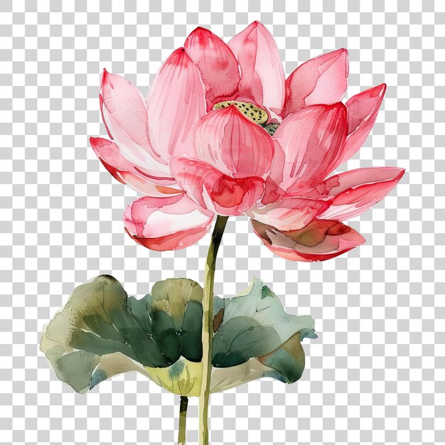 Watercolor style lotus flower isolated on transparent background PNG