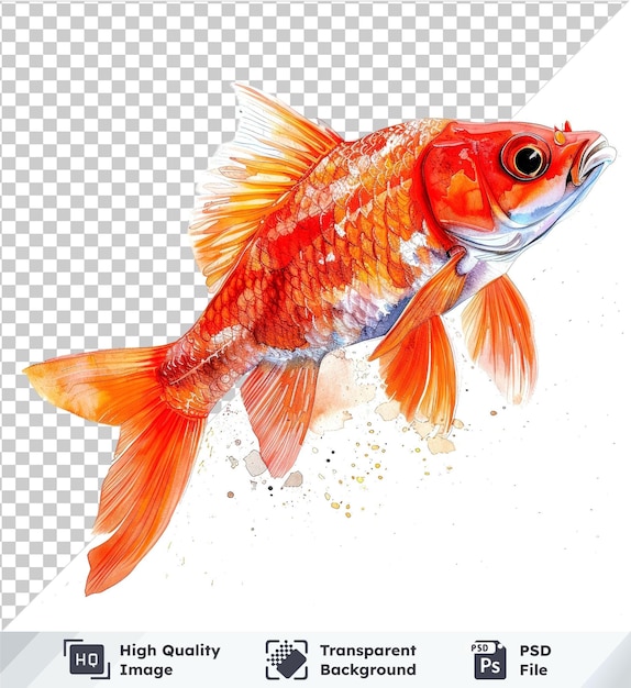 watercolor vector illustration of a red fish on a isolated background