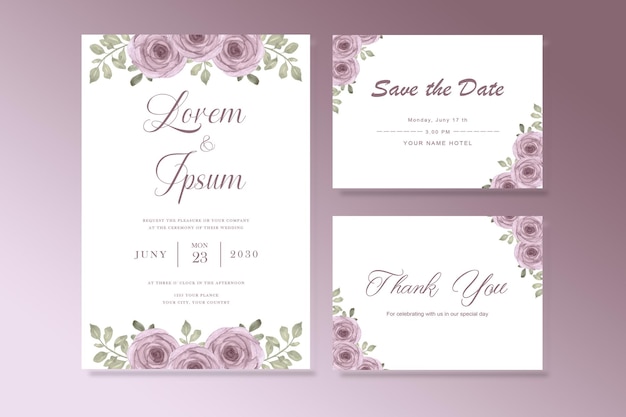 Watercolor vector set wedding invitation card template design with green eucalyptus leaves.