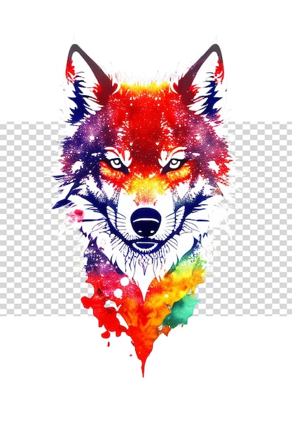 PSD watercolor wolf face illustration can be used for tshirt print poster card