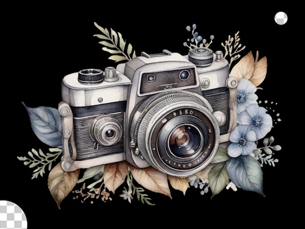 A watercolour camera with christmas decration