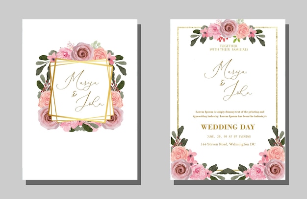 PSD watercolour wedding invitation design elements psd