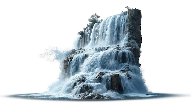 Waterfall isolated on white background