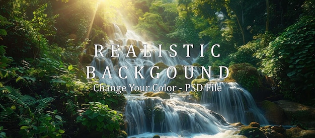 PSD waterfall in the jungle of thailand cinematic beautiful lighting hyper realistic professional color grading in the style of a professional