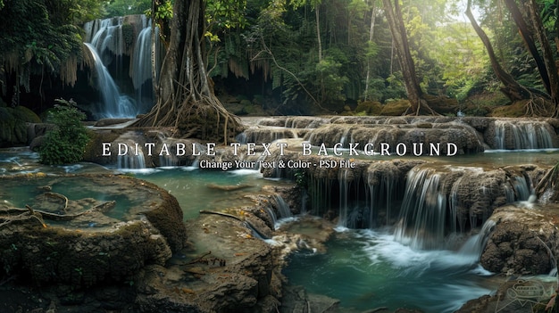 PSD waterfall in a lush jungle setting