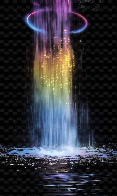 Waterfall Mist Light With Rainbow Halo Subtle Radiant Enhanc PNG Y2K Neon Light Effect Design