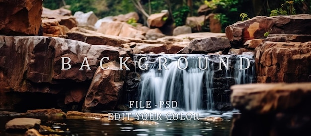 Waterfall on river rocks in the mountains