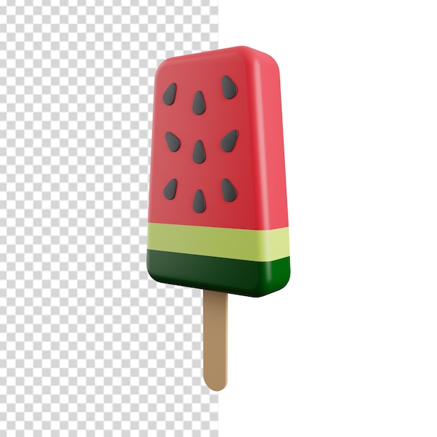 Watermelon ice cream 3d illustration isolated on white Watermelon ice cream illustration