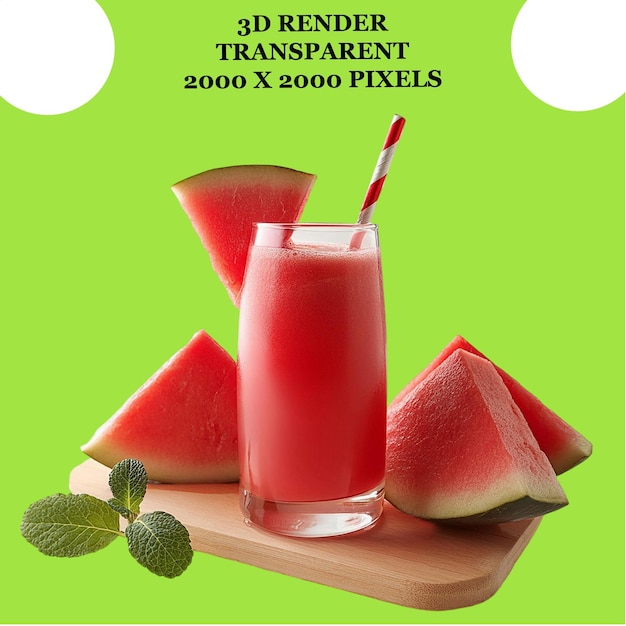 Watermelon Juice With White Transparent Background