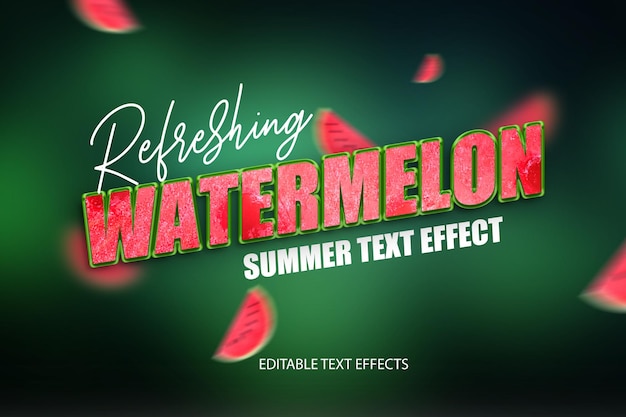 Watermelon summer editable psd text effect