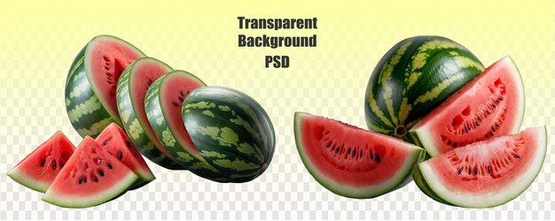 PSD watermelons are presented in a file with transparent background