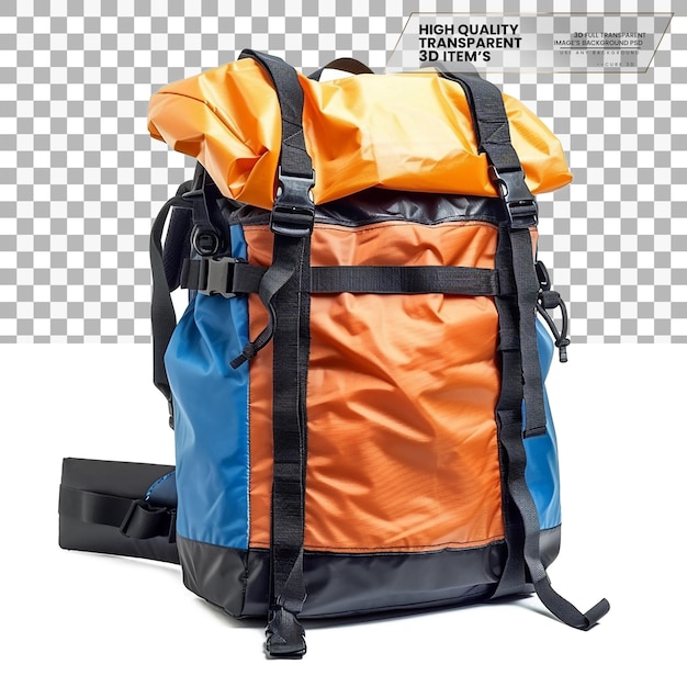 Waterproof backpack A backpack made from waterproof material on transparent background