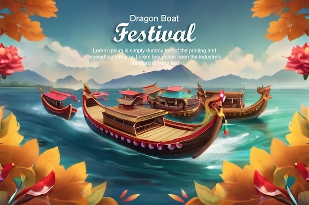 Waterway Spectacle Dragon Boat Festival PSD Design