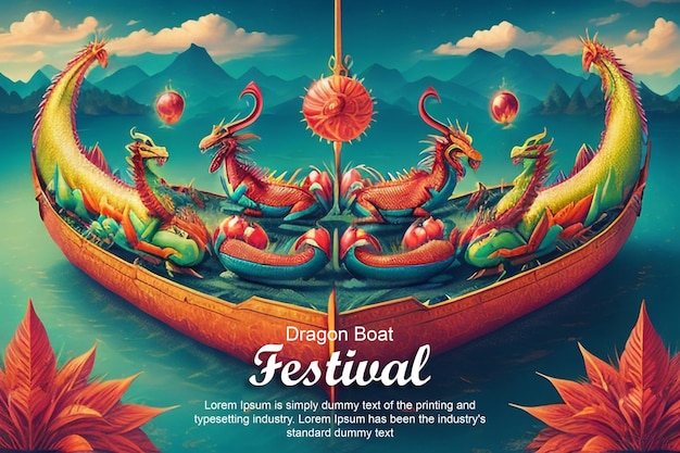 Waterway Spectacle Dragon Boat Festival PSD Design