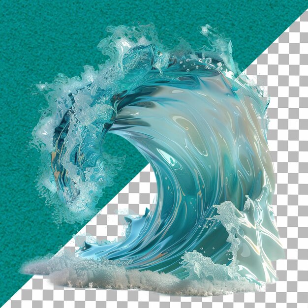 PSD wave big ocean or sea curve water splash with white foam isolated on white background