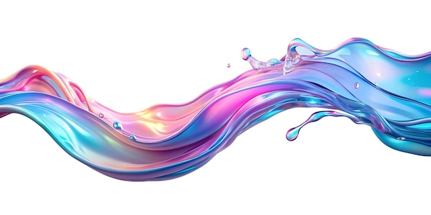 PSD a wave of pastel rainbow a splash of holographic flow a whirlwind or a spill of pouring oil whirlpool of colorful water spilled paint in motion isolated on transparent background