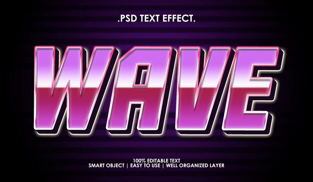 Wave retro futuristic text style effect