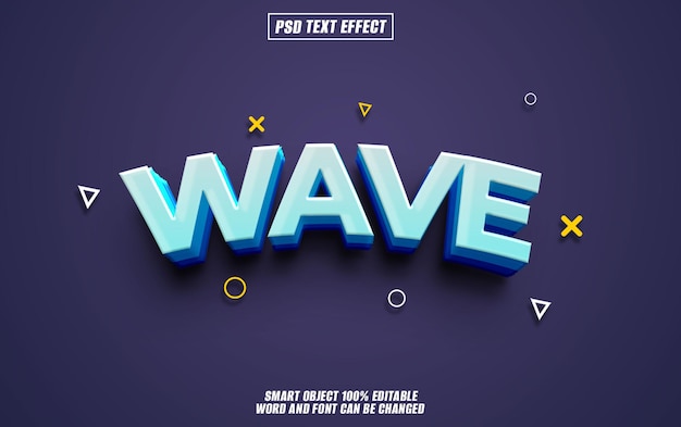 PSD wave text effect font editable typography 3d text