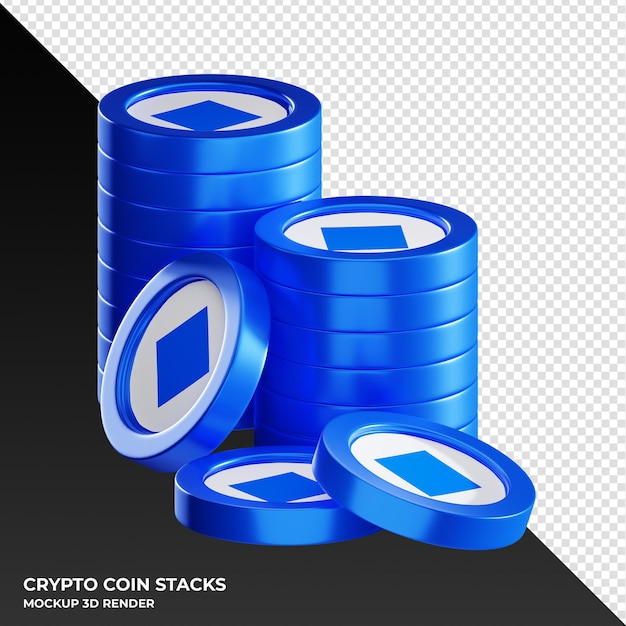 Waves coin stacks cryptocurrency 3D render illustration