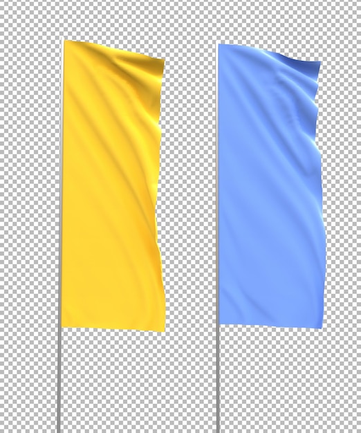 PSD waving flag mockup on transparent