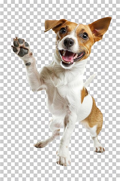 PSD waving lucky dog alone on transparent background