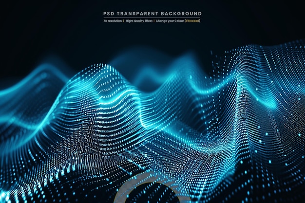 PSD waving particle technology on transparent background