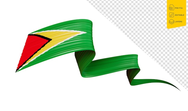 Waving ribbon or banner with flag of Guyana Template for independence day 3d illustration