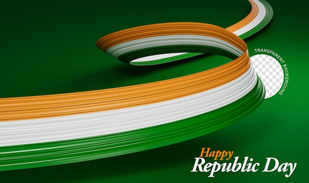 Waving Ribbon Flag of India 3d illustration