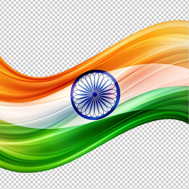 wavy indian flag theme flowing on transparent background