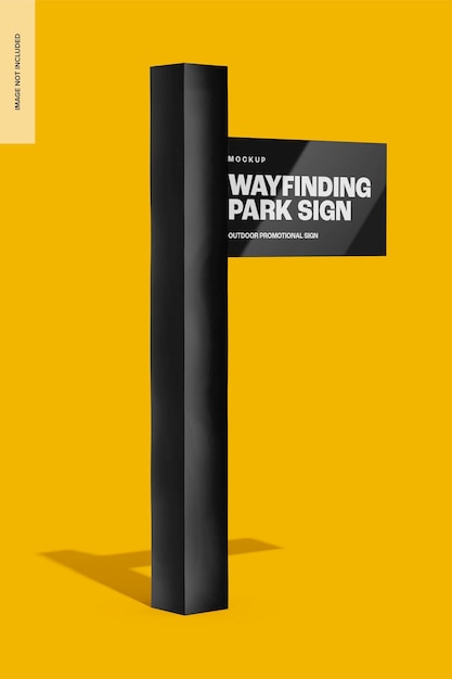 Wayfinding Park Sign Mockup, Left View