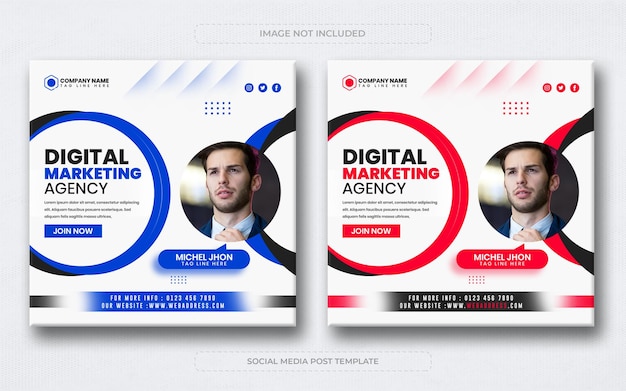 We are creative marketing agency modern square instagram social media post banner template