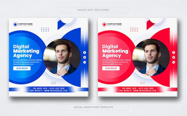 We are creative marketing agency modern square instagram social media post banner template