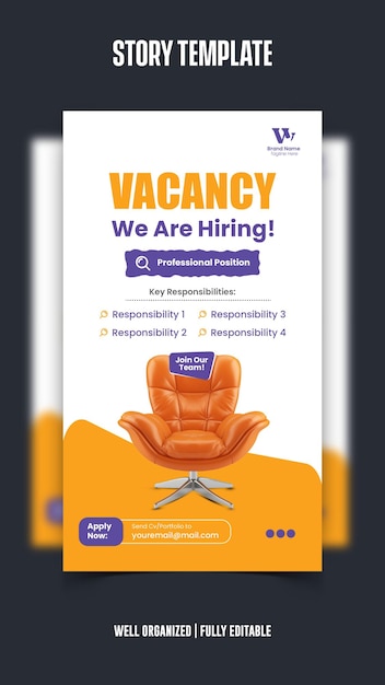 We are hiring announcement template design empty chair