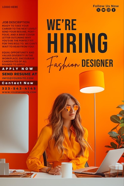 PSD we are hiring fashion designer promotional template instagram post