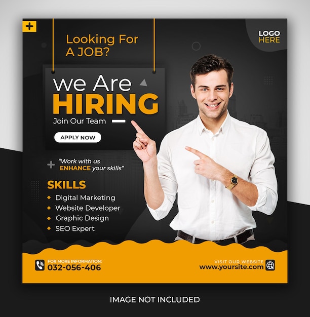 We are hiring job position social media instagram and facebook promotion post flyer design template