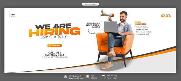 PSD we are hiring job vacancy facebook cover banner template