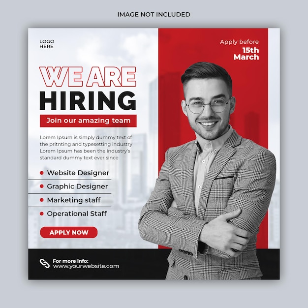 We are hiring job vacancy social media post banner template