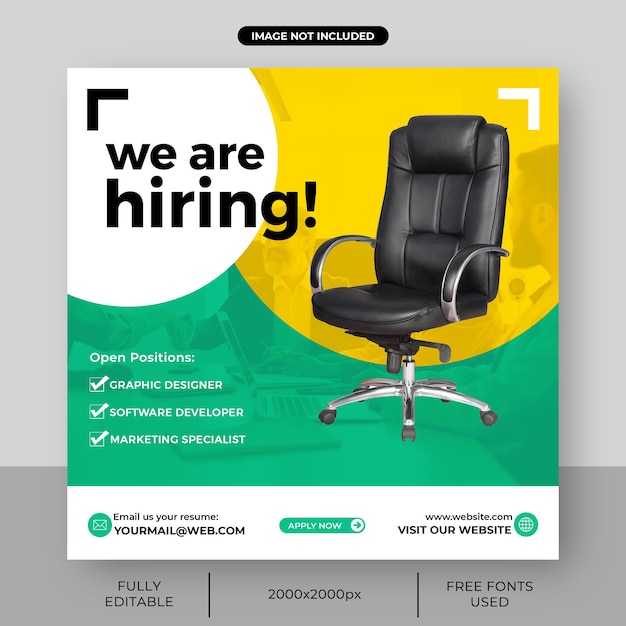 we are hiring job vacancy social media post template