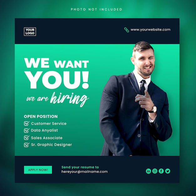 We are hiring job vacancy social media post or web banner template