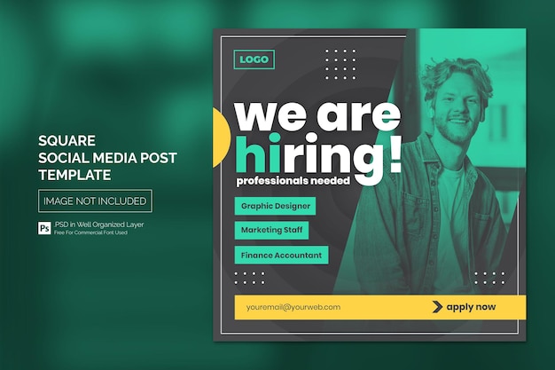 We are Hiring Job Vacancy Square Banner or Social Media Post Template