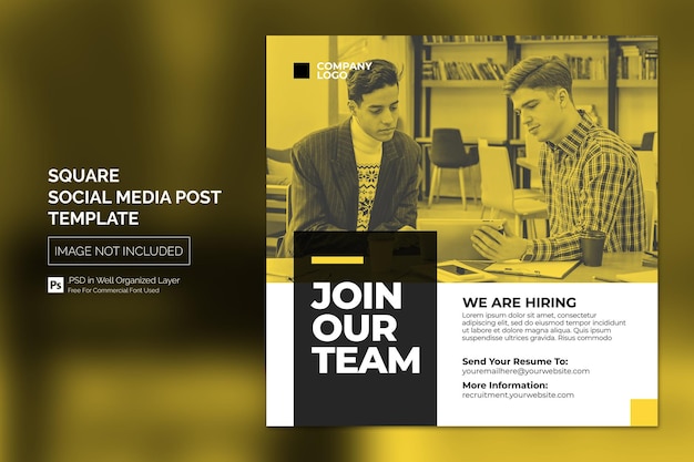 PSD we are hiring job vacancy square banner or social media post template