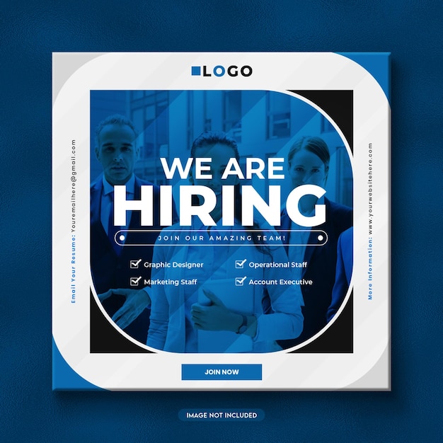 We are hiring job vacancy square or social media banner template