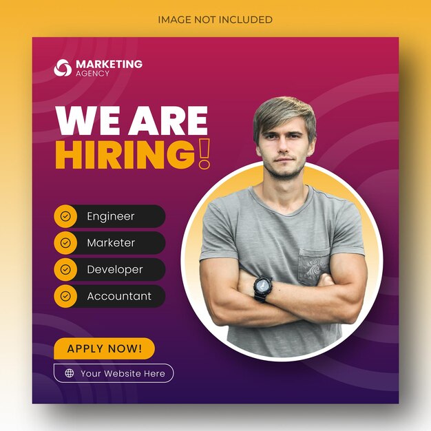 We are hiring job vacancy web banner and social media post template